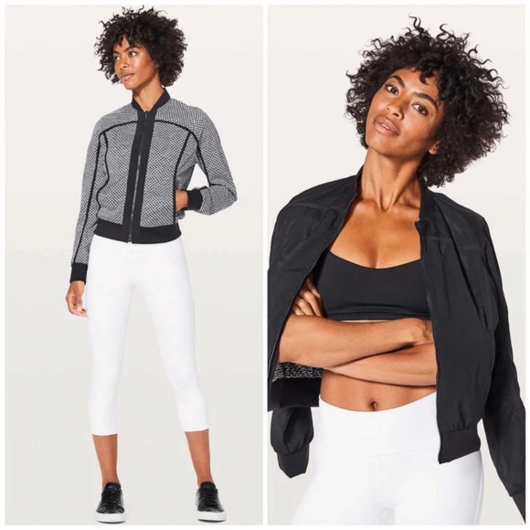 Lululemon Bomb Around Zip up Jacket Reversible Monochromic Black Size 2 - Picture 1 of 15